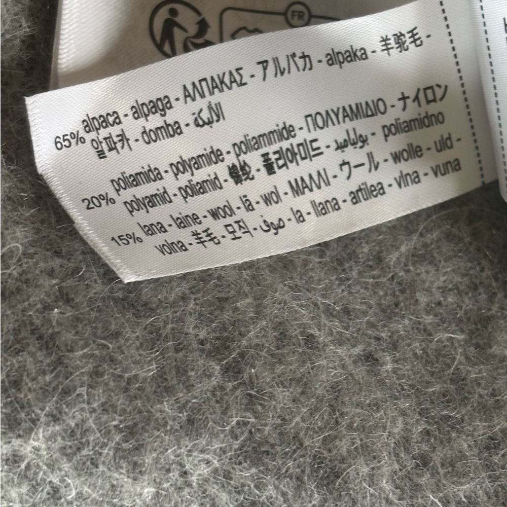 NEW W TAGS Zara Alpaca Wool Blend  Medium Grey Scarf Cape Coat - Picture 10 of 10